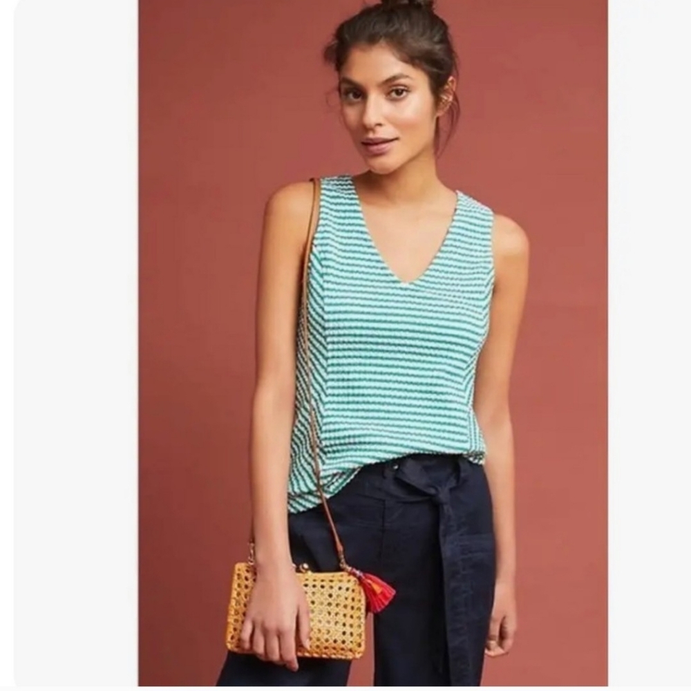 Green Striped Sleeveless Top